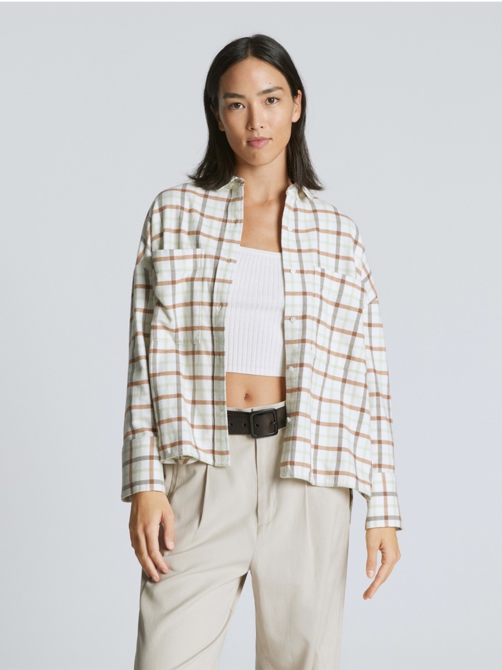 Everlane Top S Boxy Flannel Ivory